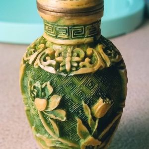 1900's Handcarved and painted bone snus jar